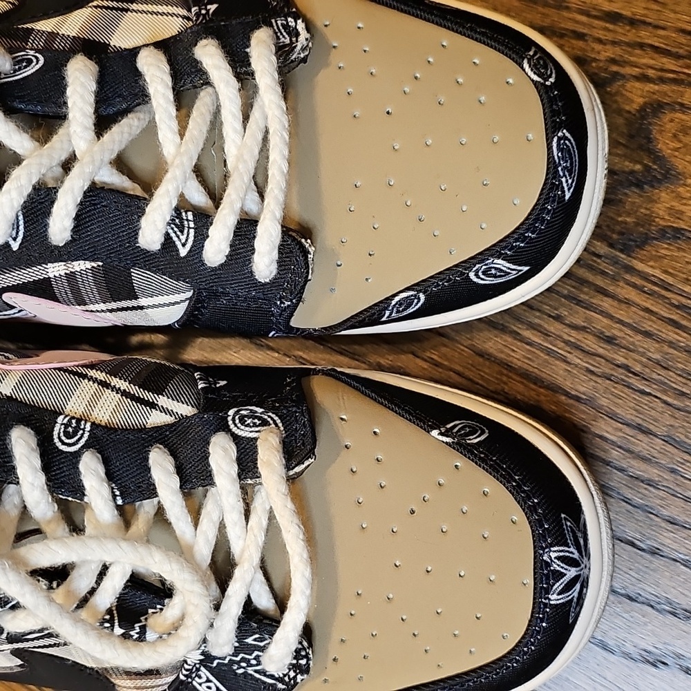 Patchwork Paisley Sneakers in Black and Tan - Picture 10 of 16